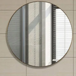 Okrągłe lustro industrialne łazienkowe złota rama 70cm