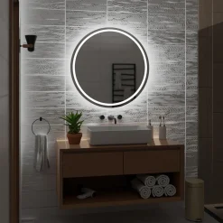 Okrągłe Lustro Łazienkowe Led London - 50Cm