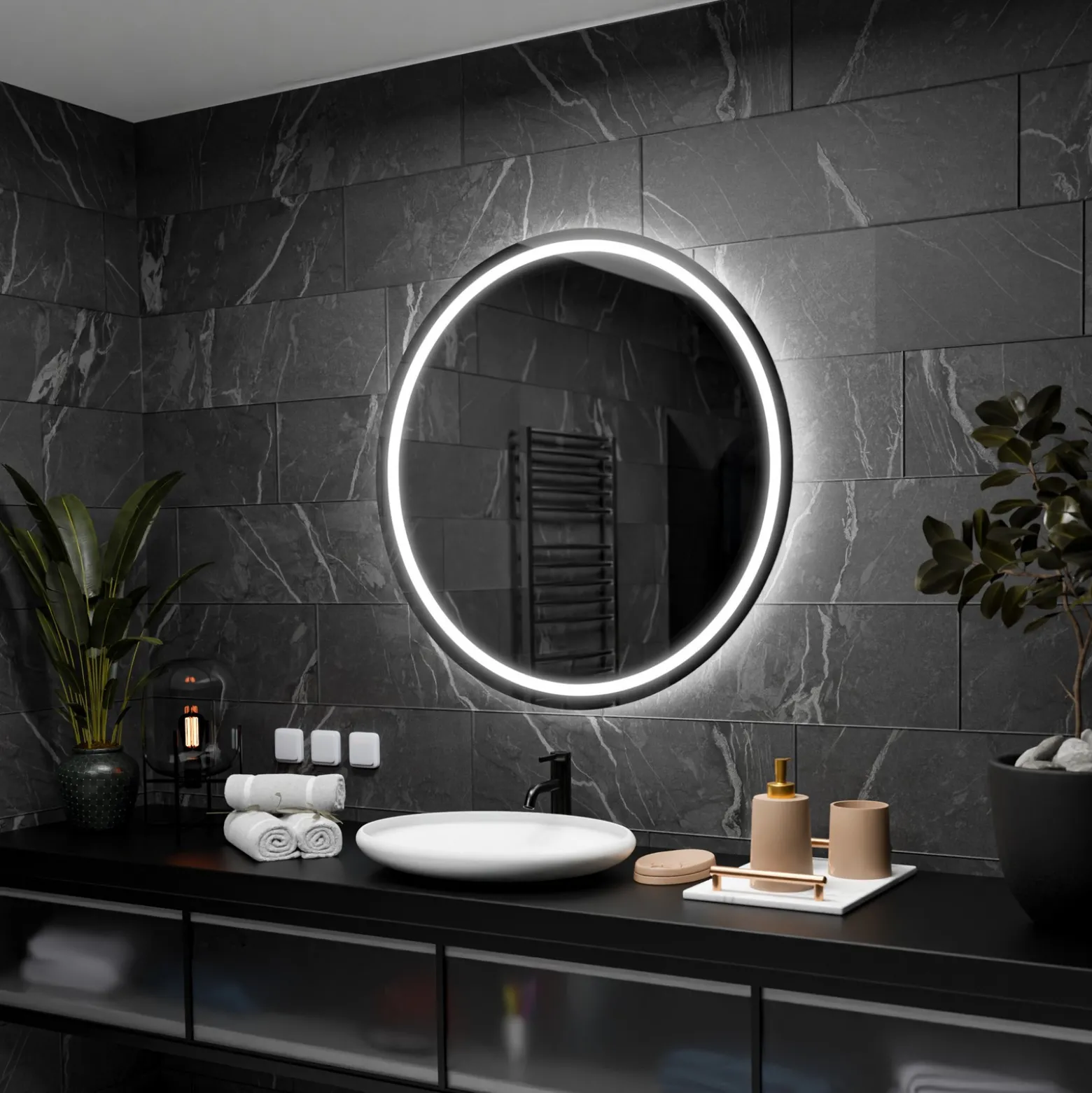 Okrągłe Lustro Łazienkowe Led London - 50Cm