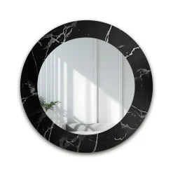 Okrągłe lustro na czarno srebrnym marmurze - MARBLE MURASO