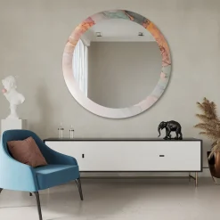 Okrągłe lustro na pastelowym marmurze - MARBLE EUSTOMA