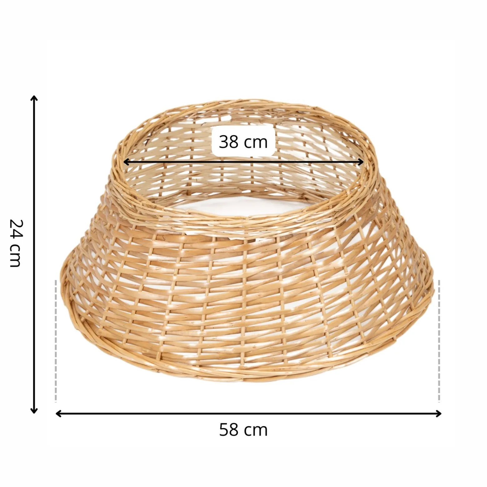 Osłona na stojak pod choinkę, wiklinowa 58 cm kosz jasnobrązowy
