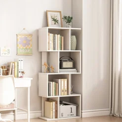 Otwarta stojąca biblioteczka biała regał z półkami nowoczesna 140 cm