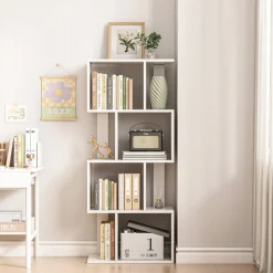 Otwarta stojąca biblioteczka biała regał z półkami nowoczesna 140 cm