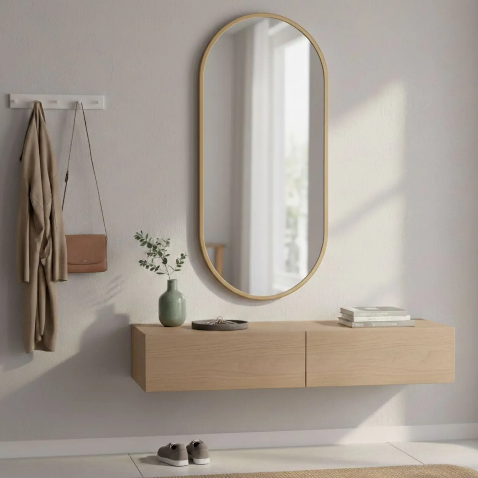 Owalne lustro ścienne aluminiowe 30x60 cm złote