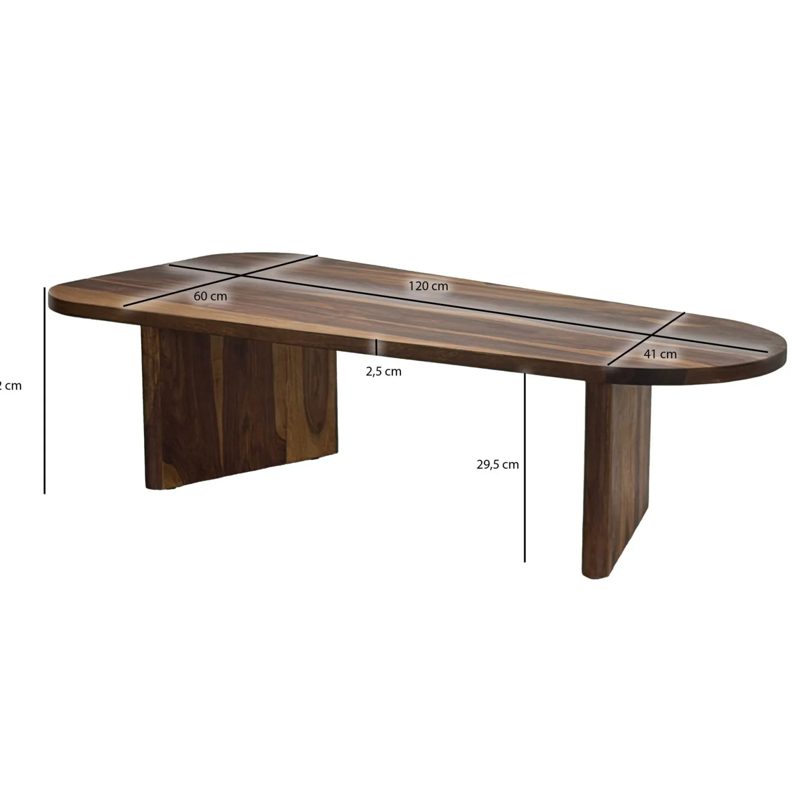 Owalny stolik kawowy z litego drewna Sheesham Stolik pod sofę 120cm