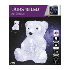 Ozdoba świetlna zewnętrzna, miś z akrylu, 16 LED