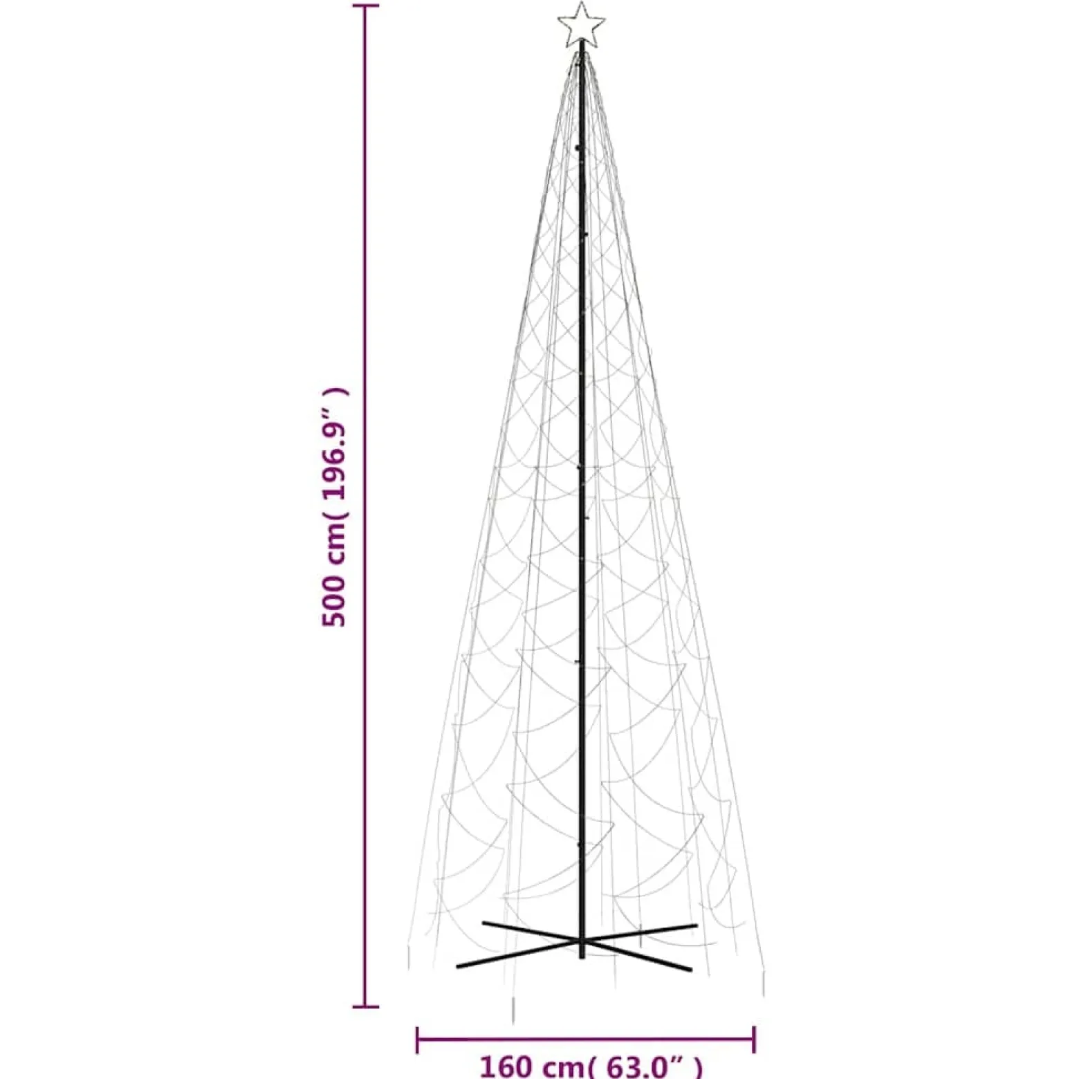 Ozdoba w kształcie choinki Biały 500 x 160 cm vidaXL