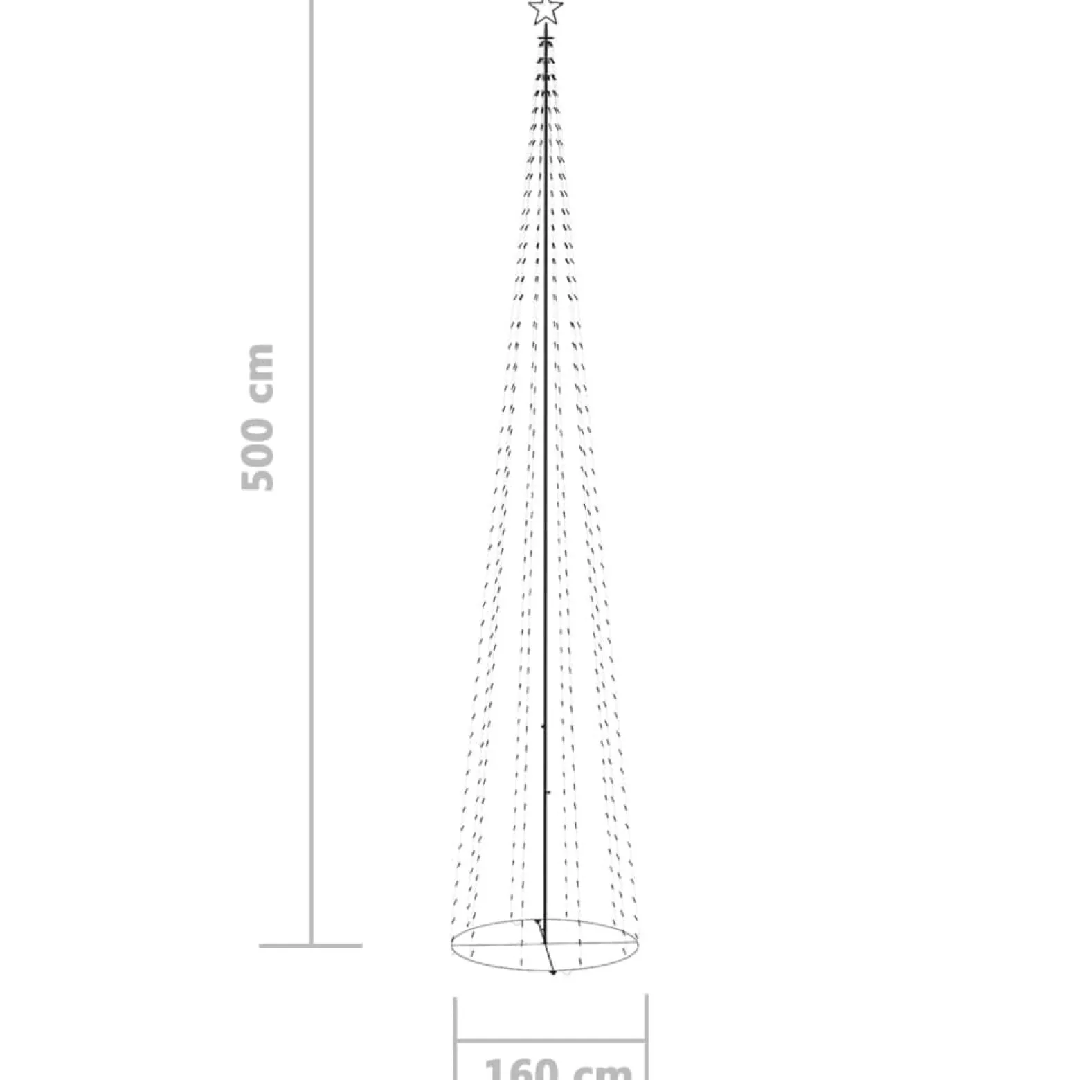 Ozdoba w kształcie choinki Niebieski 500 x 160 cm vidaXL
