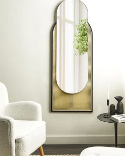 Ozdobne lustro ścienne rattanowe 53 x 143 cm jasne