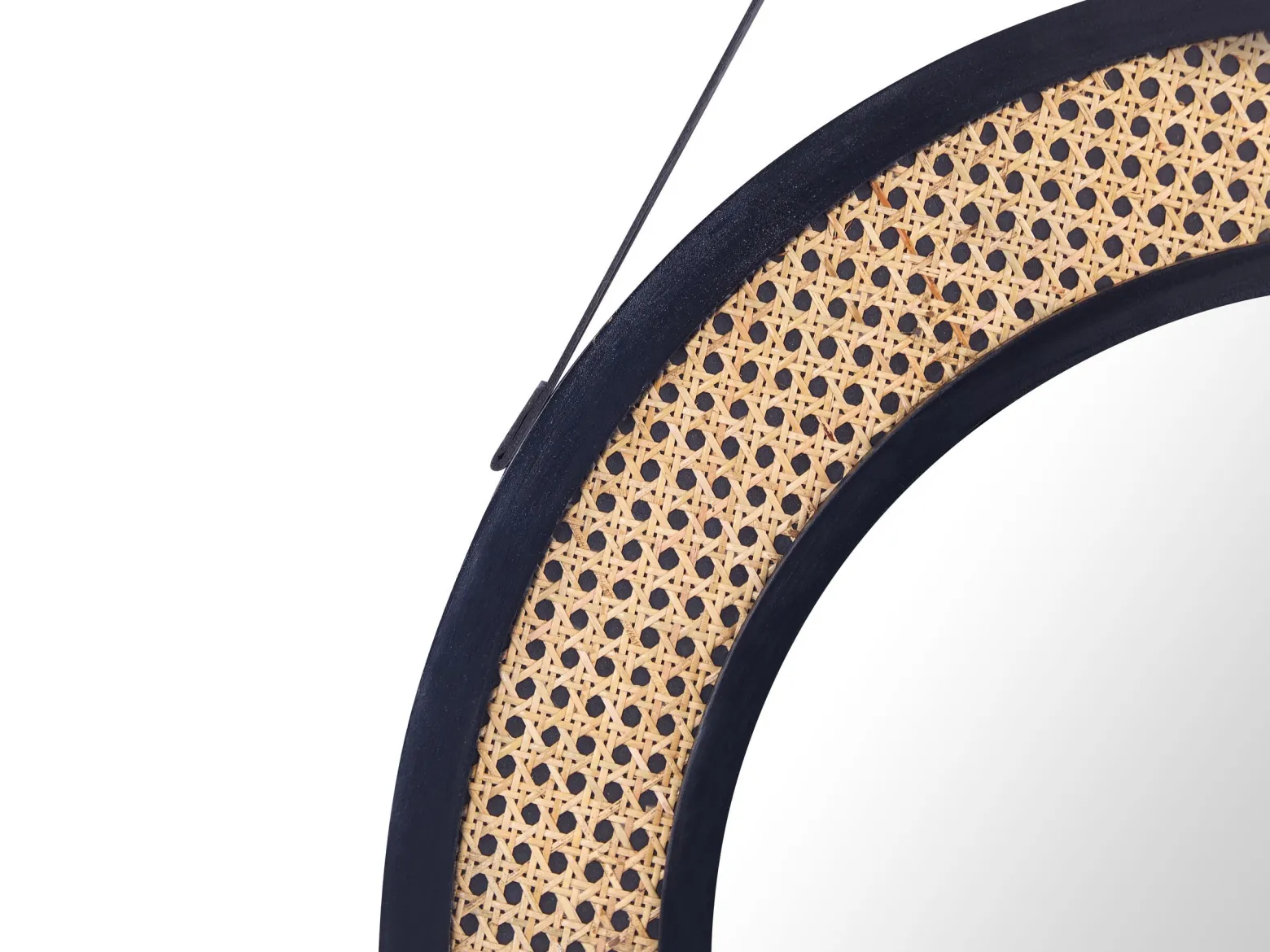 Ozdobne lustro ścienne rattanowe ø 70 cm jasne
