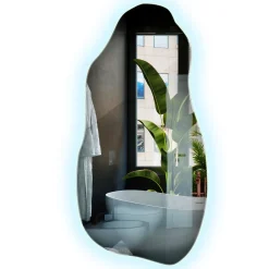 Ozdobne lustro LED do salonu o nieregularnej formie 40 cm x 80 cm