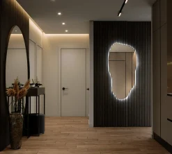 Ozdobne lustro LED do salonu o nieregularnej formie 40 cm x 80 cm