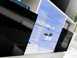 Pan Igiełka Szafka RTV LED Czarny Biały Dąb Wotan Połysk Mat Blue LEDs