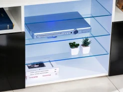 Pan Igiełka Szafka RTV LED Czarny Biały Dąb Wotan Połysk Mat Blue LEDs