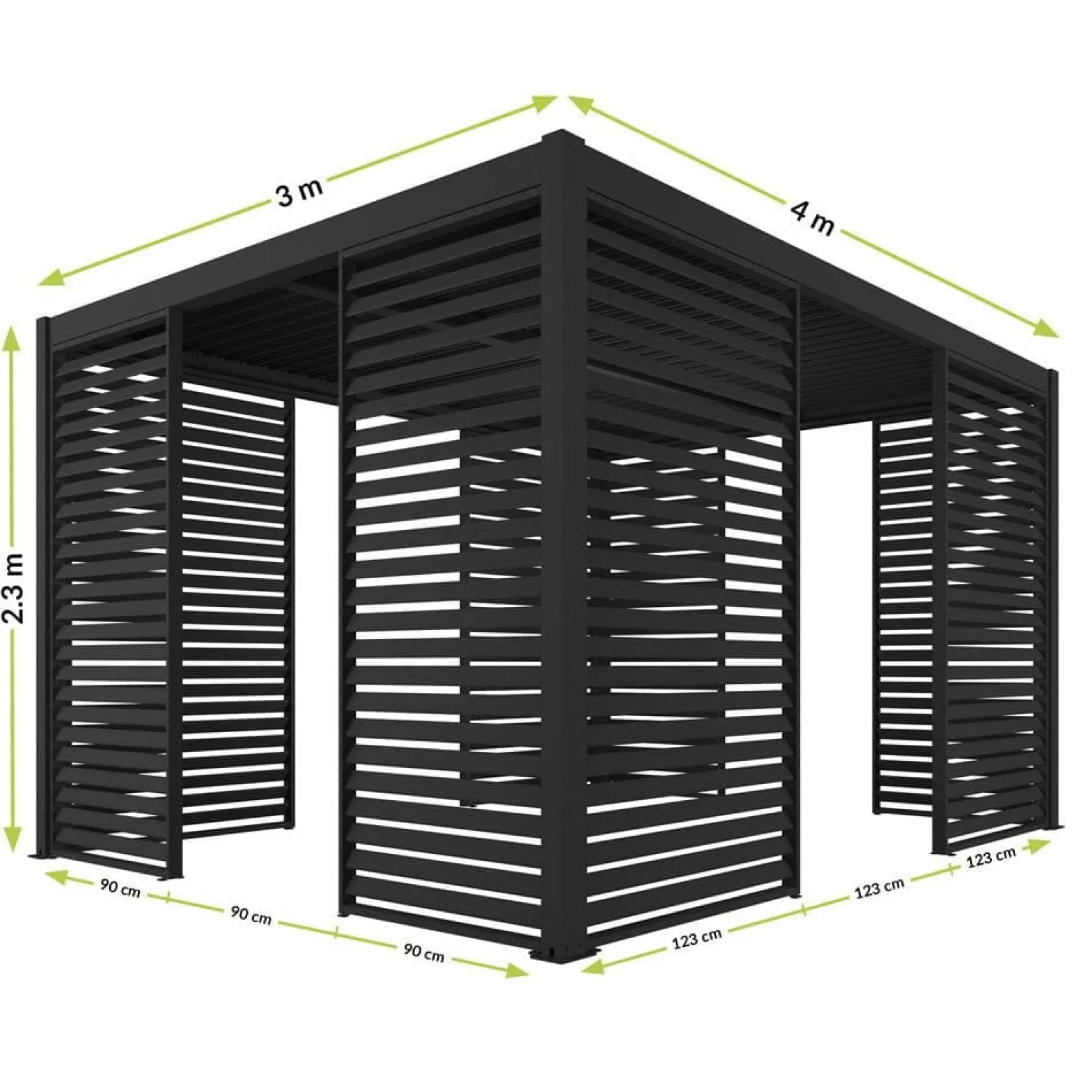 Panel żaluzjowy do pergoli, ruchomy 3m aluminiowy antracyt