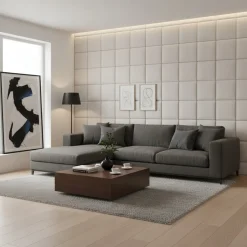 Panel Tapicerowany Prostokąt Komvortowy 50X40 Cm Szary Smart Velvet