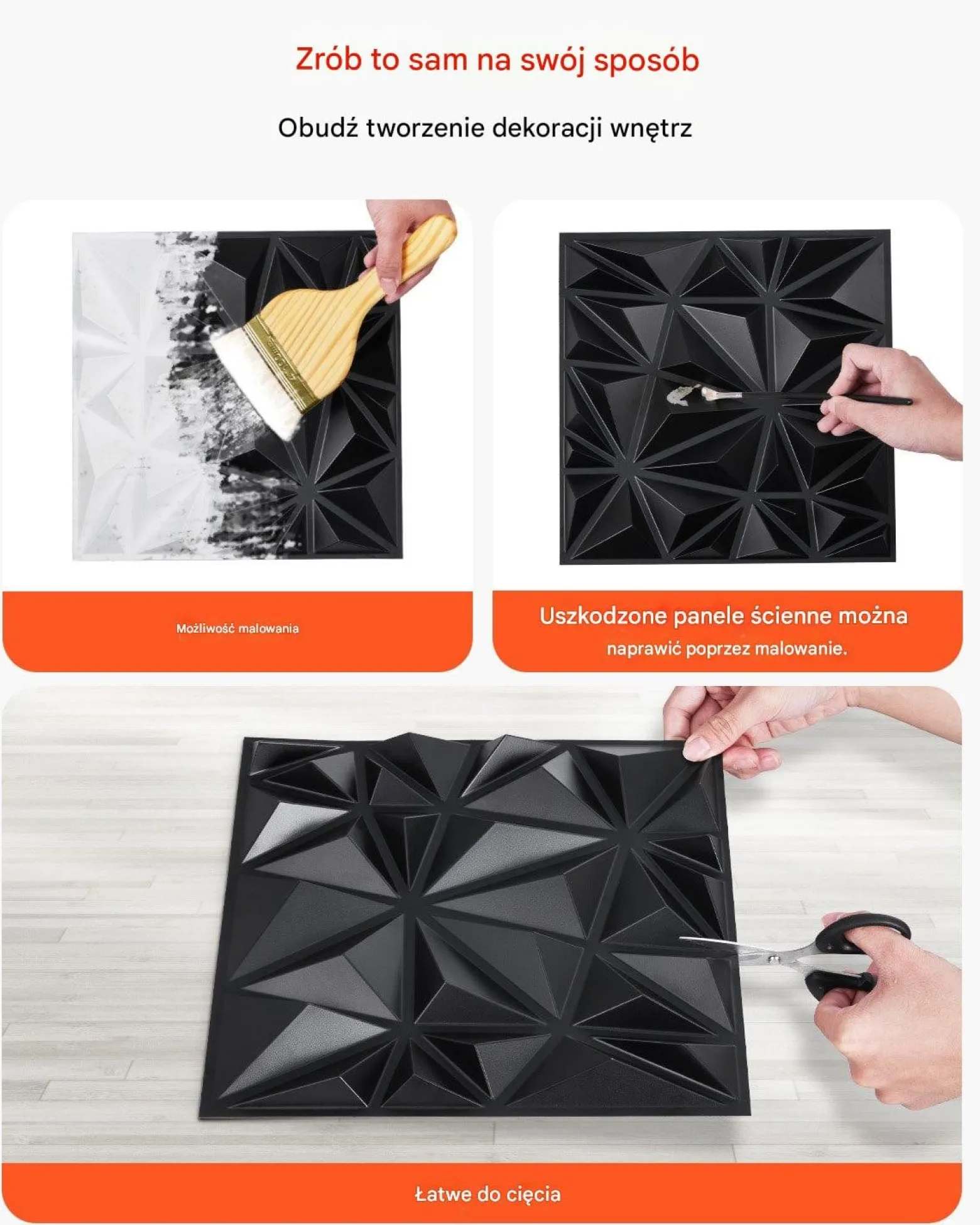 Panele Ścienne 3D - Czarne Diamenty 2.97 m²