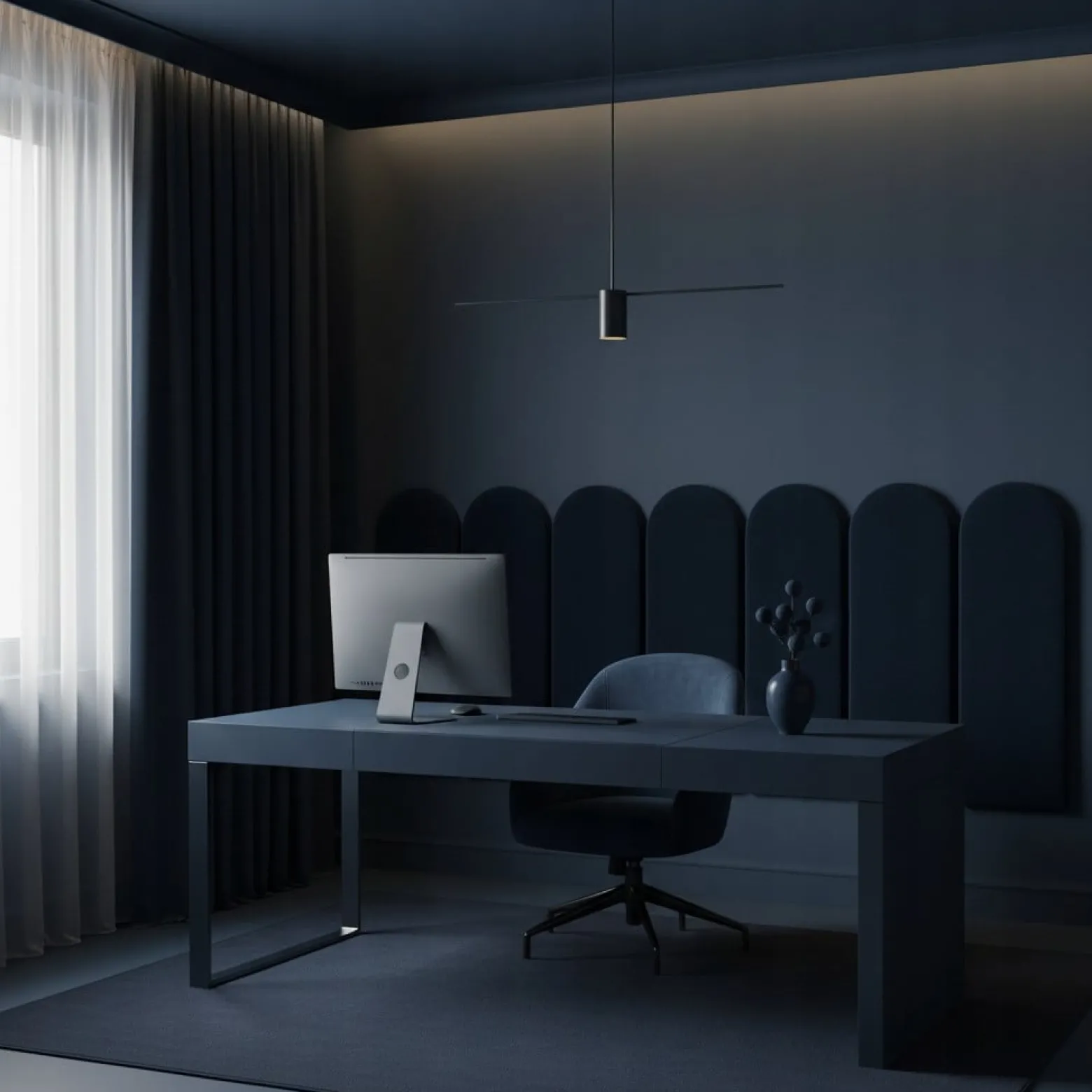 Panel Tapicerowany Płotek Komvortowy 110X20 Cm Granatowy Smart Velvet