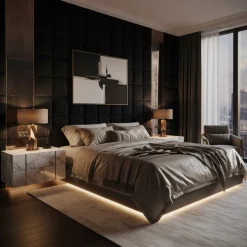 Panel Tapicerowany Prostokąt Komvortowy 30X90 Cm Granatowy Smart Velvet