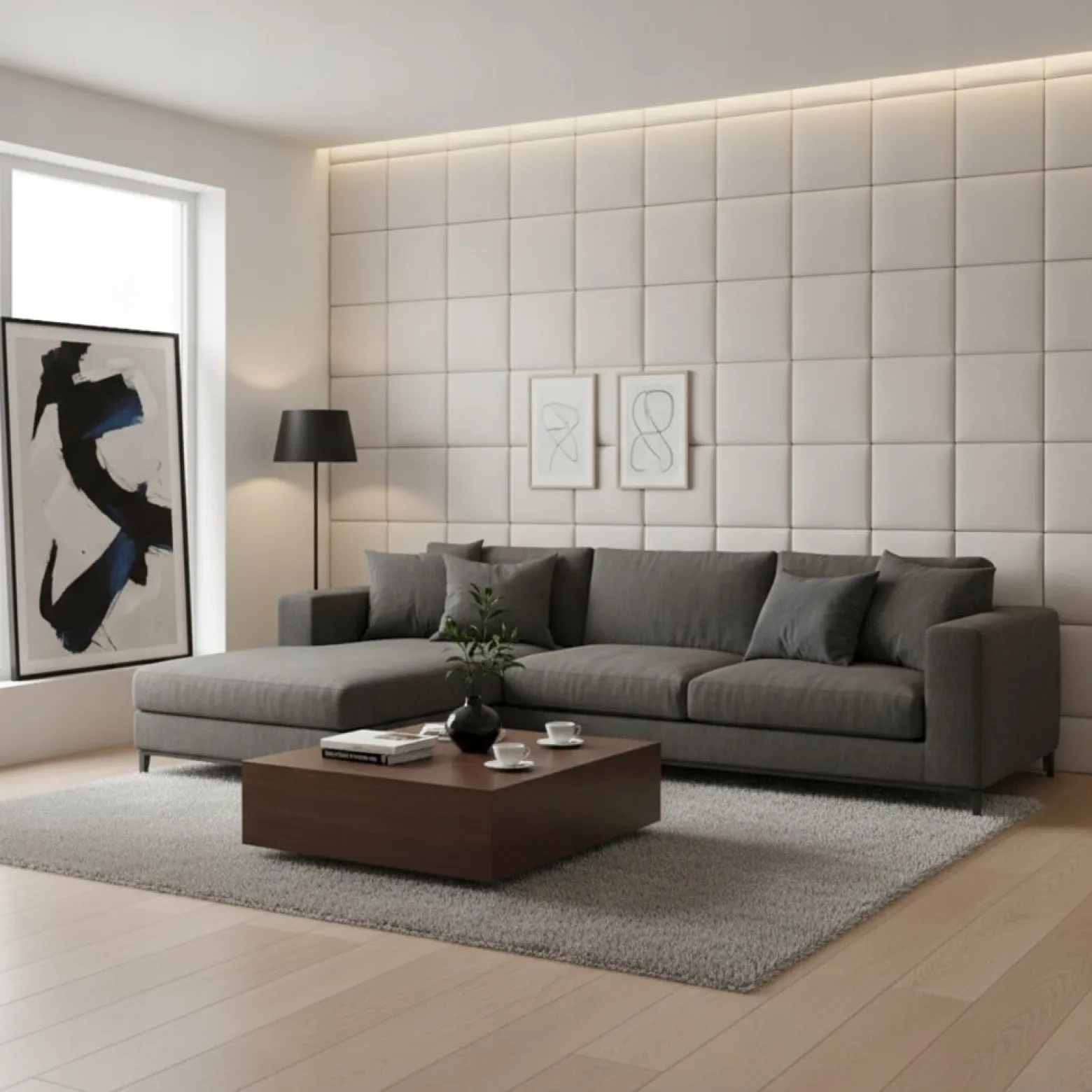 Panel Tapicerowany Prostokąt Komvortowy 50X40 Cm Szary Smart Velvet