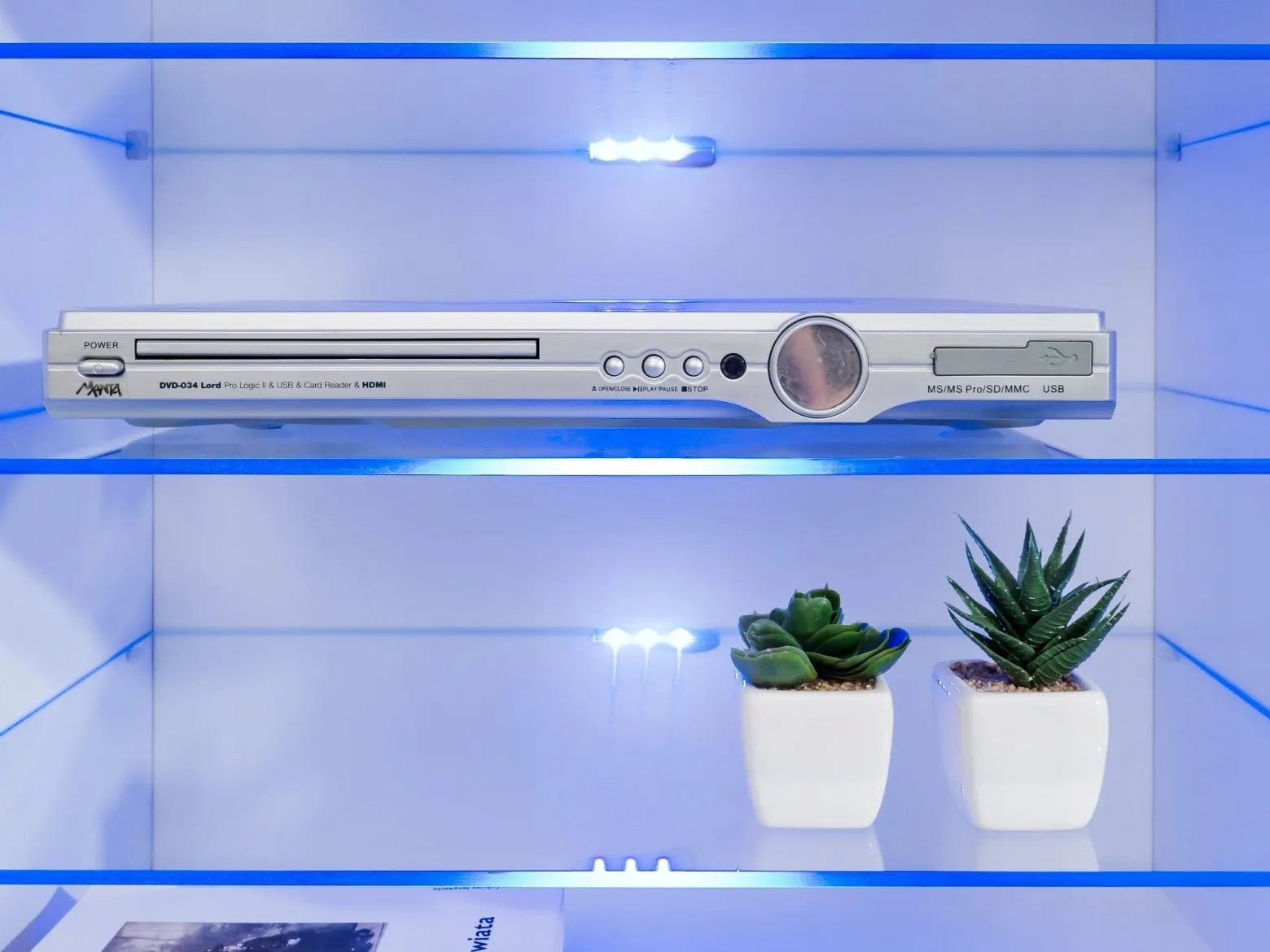 Pan Igiełka Szafka RTV LED Czarny Biały Dąb Wotan Połysk Mat Blue LEDs