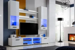Pan Igiełka - Zestaw Mebli Komplet - Meblościanka RTV z Witrynami LED RGB