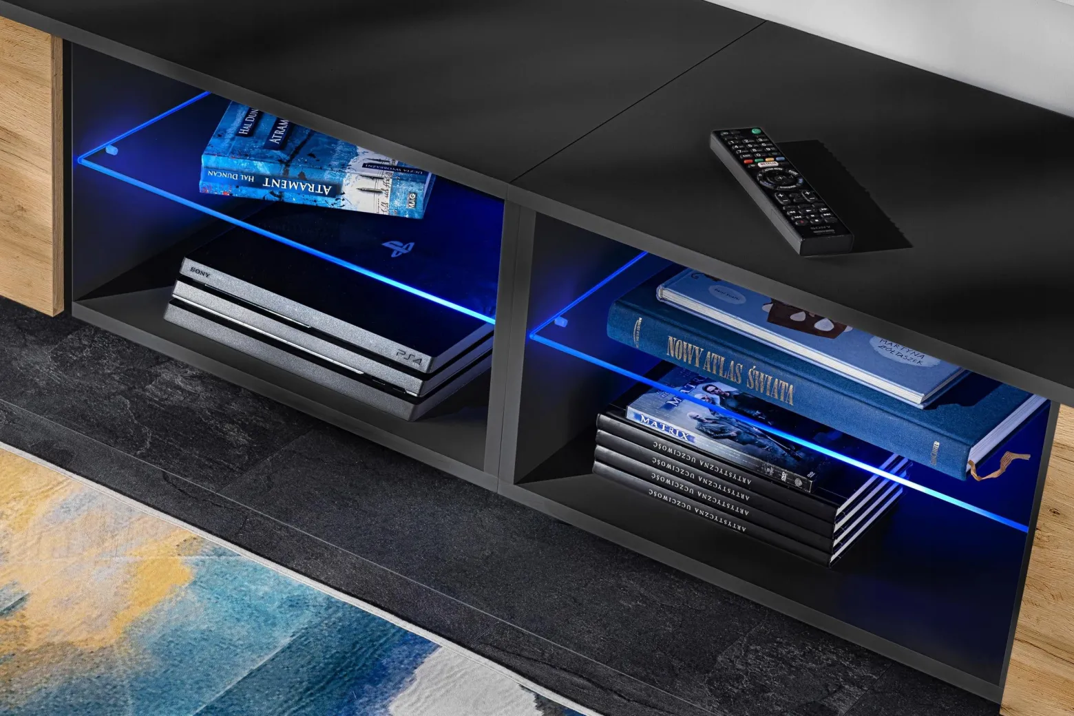 Pan Igiełka - Zestaw Mebli Komplet - Meblościanka RTV z Witrynami LED RGB
