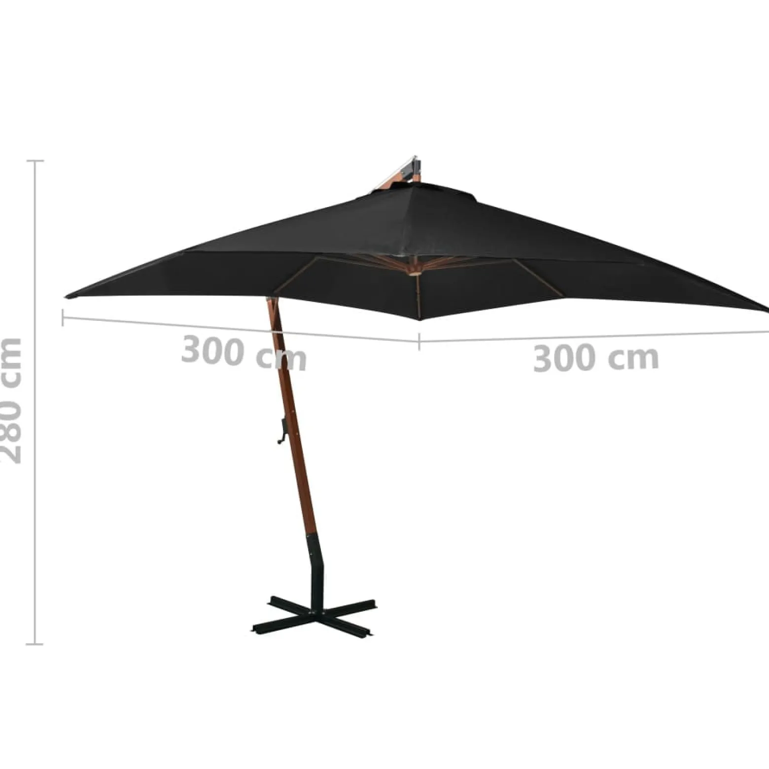 Parasol ogrodowy Czarny 3 x 3 m vidaXL