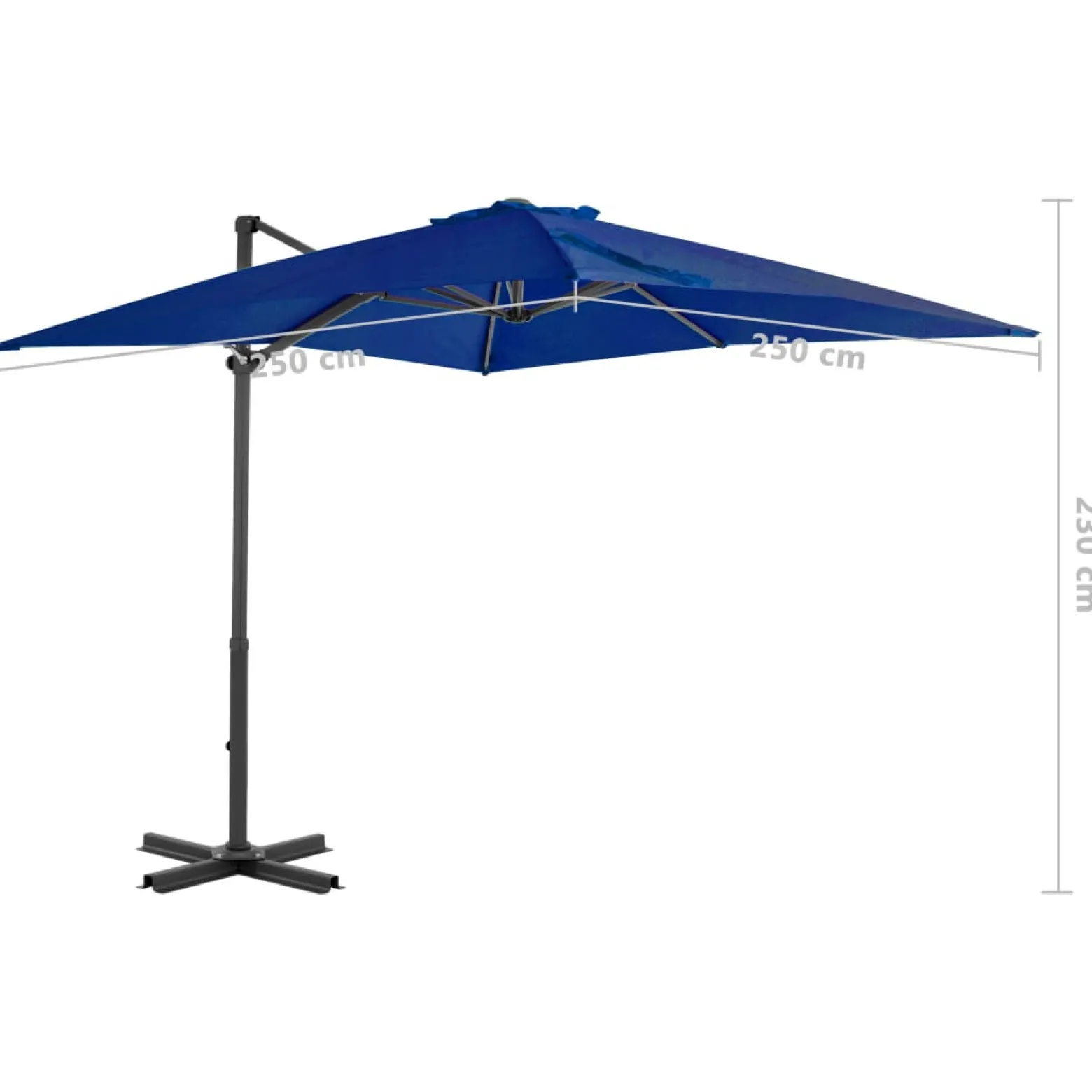 Parasol Ogrodowy Niebieski Na Wysięgniku Składany Na Taras Ogród 250x250 cm