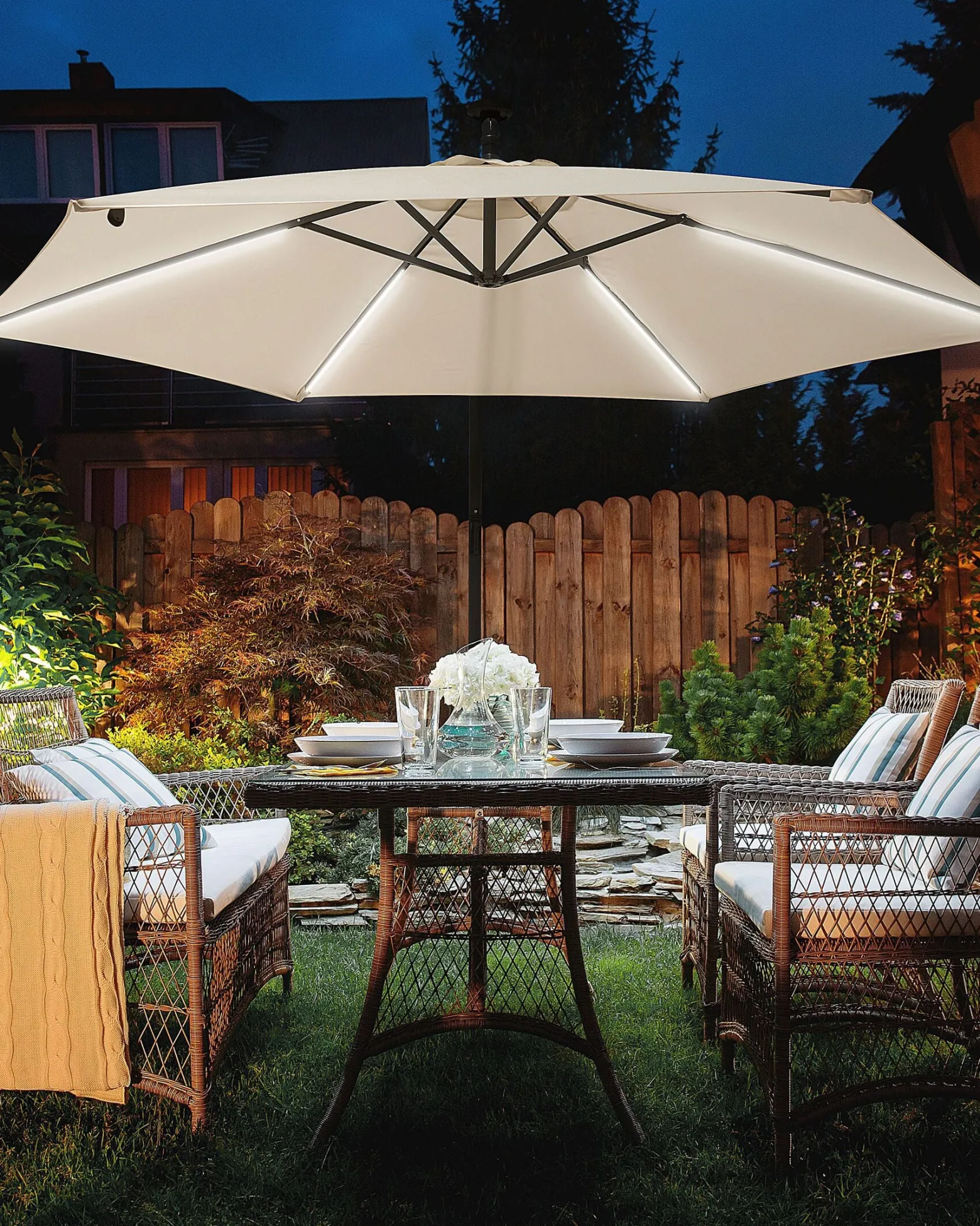 Parasol ogrodowy składany LED 285cm beżowy