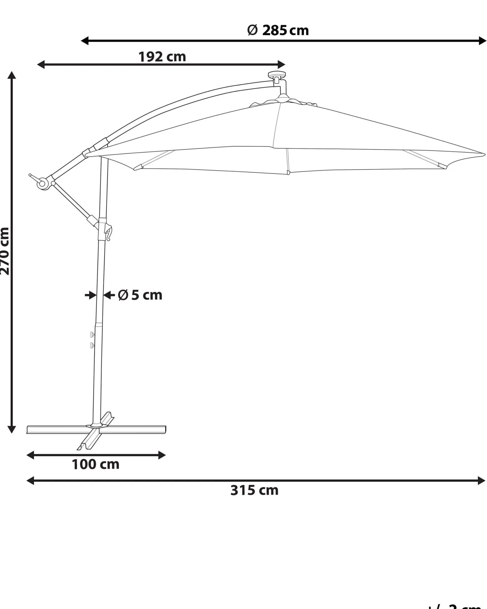 Parasol ogrodowy składany LED 285cm beżowy