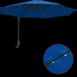 Parasol Ścienny Niebieski Wiszący Składany Tarasowy Balkonowy