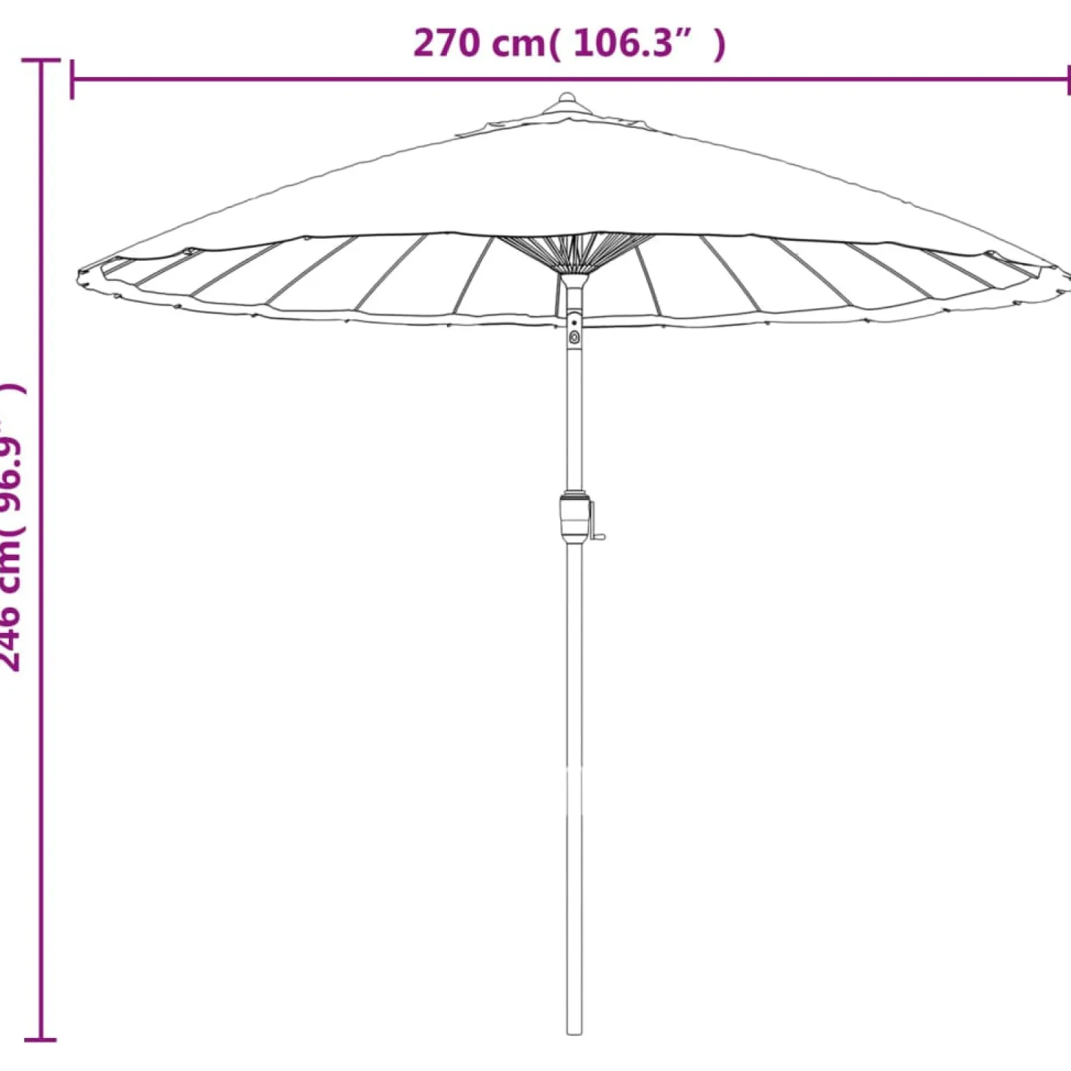 Parasol Ogrodowy Antracytowy Składany Na Słupku Na Taras Ogród Balkon 270