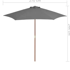 Parasol Ogrodowy Antracytowy Na Słupku Składany Na Taras Ogród 270 cm