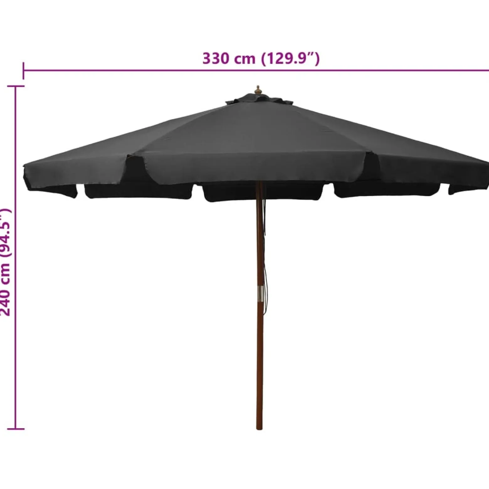 Parasol Ogrodowy Antracytowy Składany Na Słupku Na Taras Ogród Balkon 350