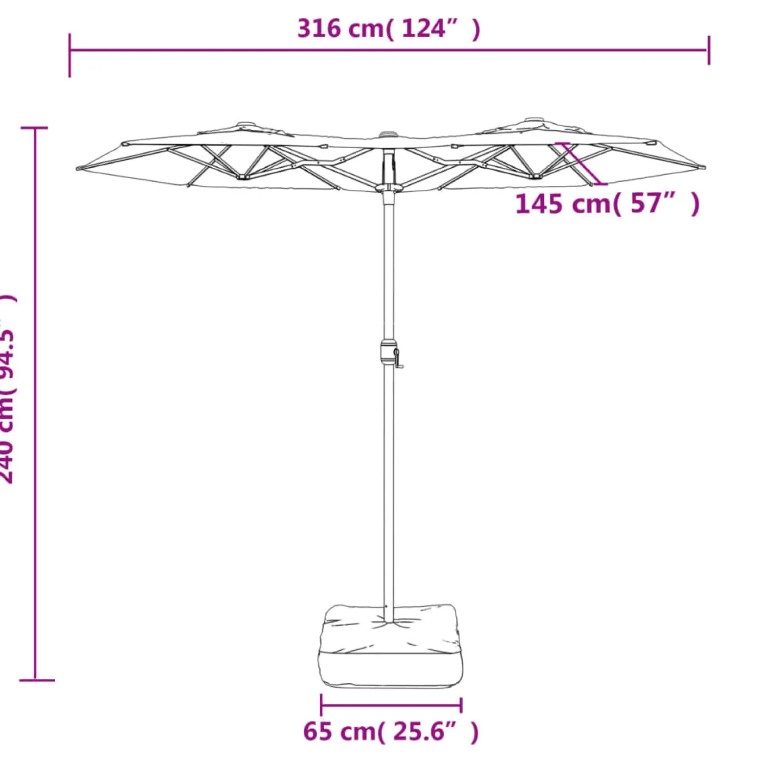 Parasol ogrodowy Antracyt vidaXL
