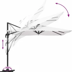 Parasol Ogrodowy Beżowy Składany z Podstawą Na Taras Ogród 286 x 284 x 270