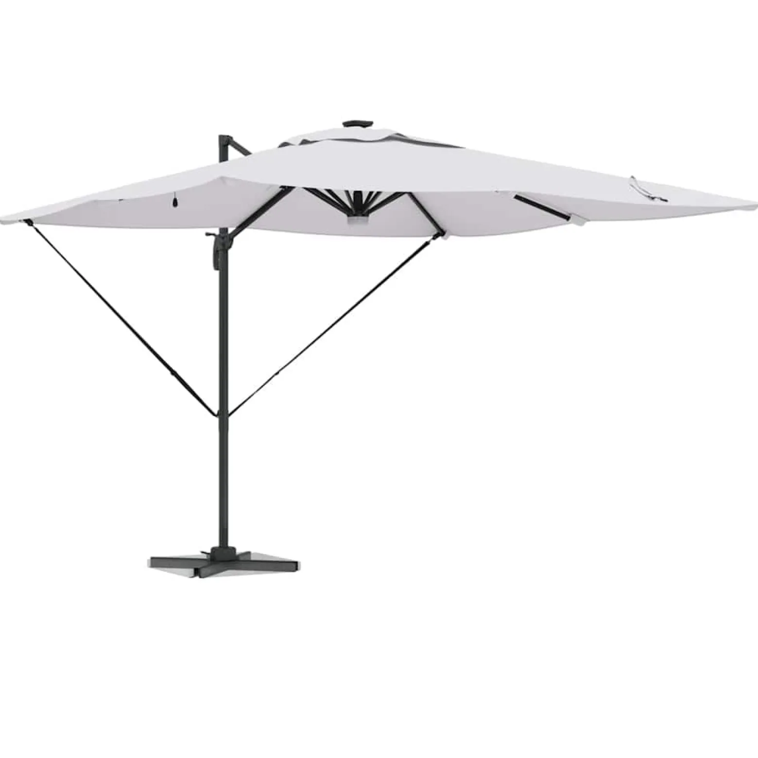 Parasol Ogrodowy Beżowy Składany z Podstawą Na Taras Ogród 286 x 284 x 270