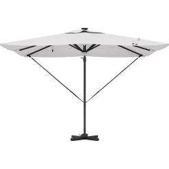 Parasol Ogrodowy Beżowy Składany z Podstawą Na Taras Ogród 286 x 284 x 270