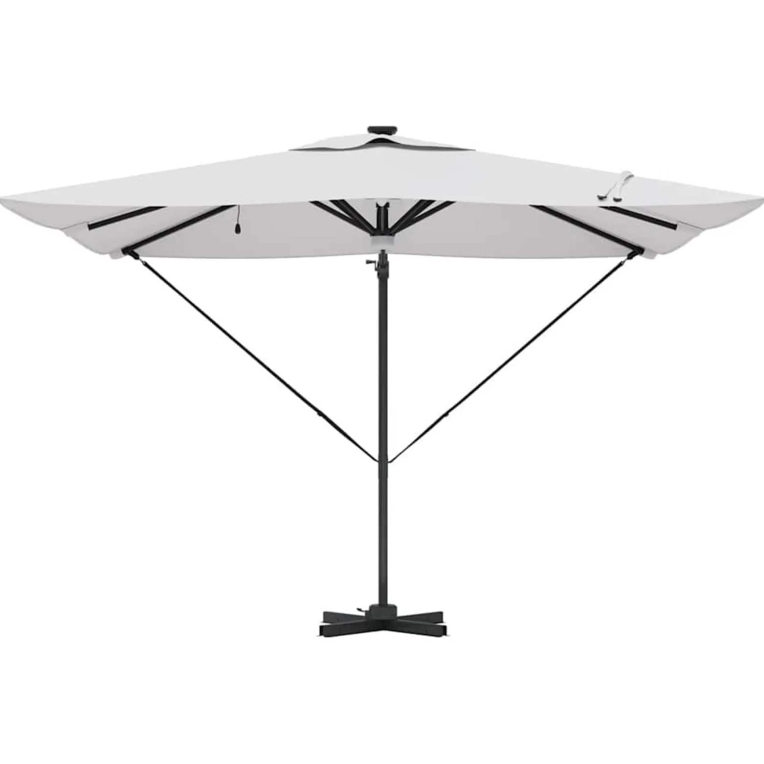Parasol Ogrodowy Beżowy Składany z Podstawą Na Taras Ogród 286 x 284 x 270