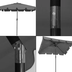 Parasol ogrodowy 240 cm składany, z korbką wodoodporny ciemnoszary