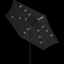 Parasol Ogrodowy Czarny Składany Na Słupku z Oświetleniem 300 cm