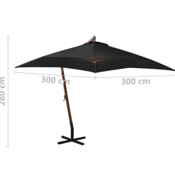 Parasol ogrodowy Czarny 3 x 3 m vidaXL