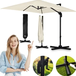 Parasol ogrodowy duży składany mocny pokrowiec 4,2m Plonos