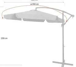 Parasol ogrodowy duży solidny składany z wysięgnikiem 350cm Dallas j. szary