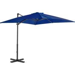 Parasol Ogrodowy Niebieski Na Wysięgniku Składany Na Taras Ogród 250x250 cm