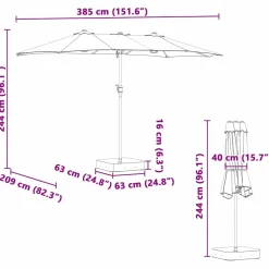 Parasol Ogrodowy Piaskowy z Podstawą Składany Na Taras Balkon Ogród