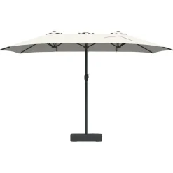 Parasol Ogrodowy Piaskowy z Podstawą Składany Na Taras Balkon Ogród