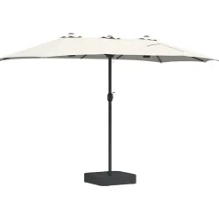 Parasol Ogrodowy Piaskowy z Podstawą Składany Na Taras Balkon Ogród